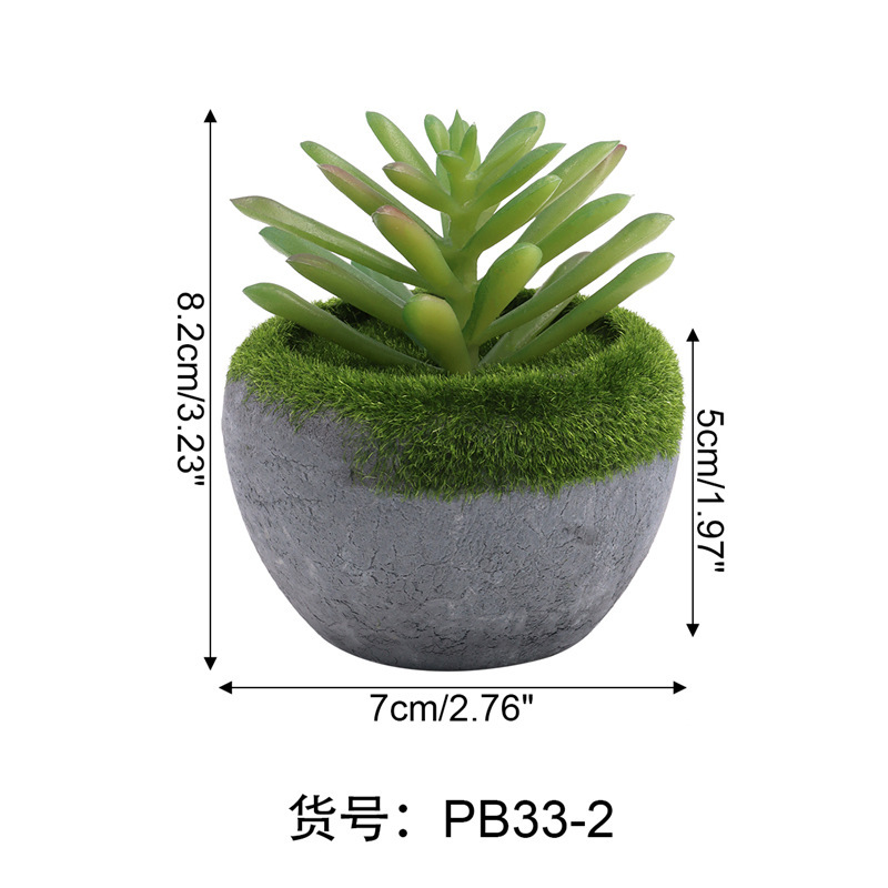 Cross-Border Supply Artificial Succulent Pant Vintage Pulp Bonsai Artificial Flower Fake Succulent Imitation Cement Plant Moss Pot
