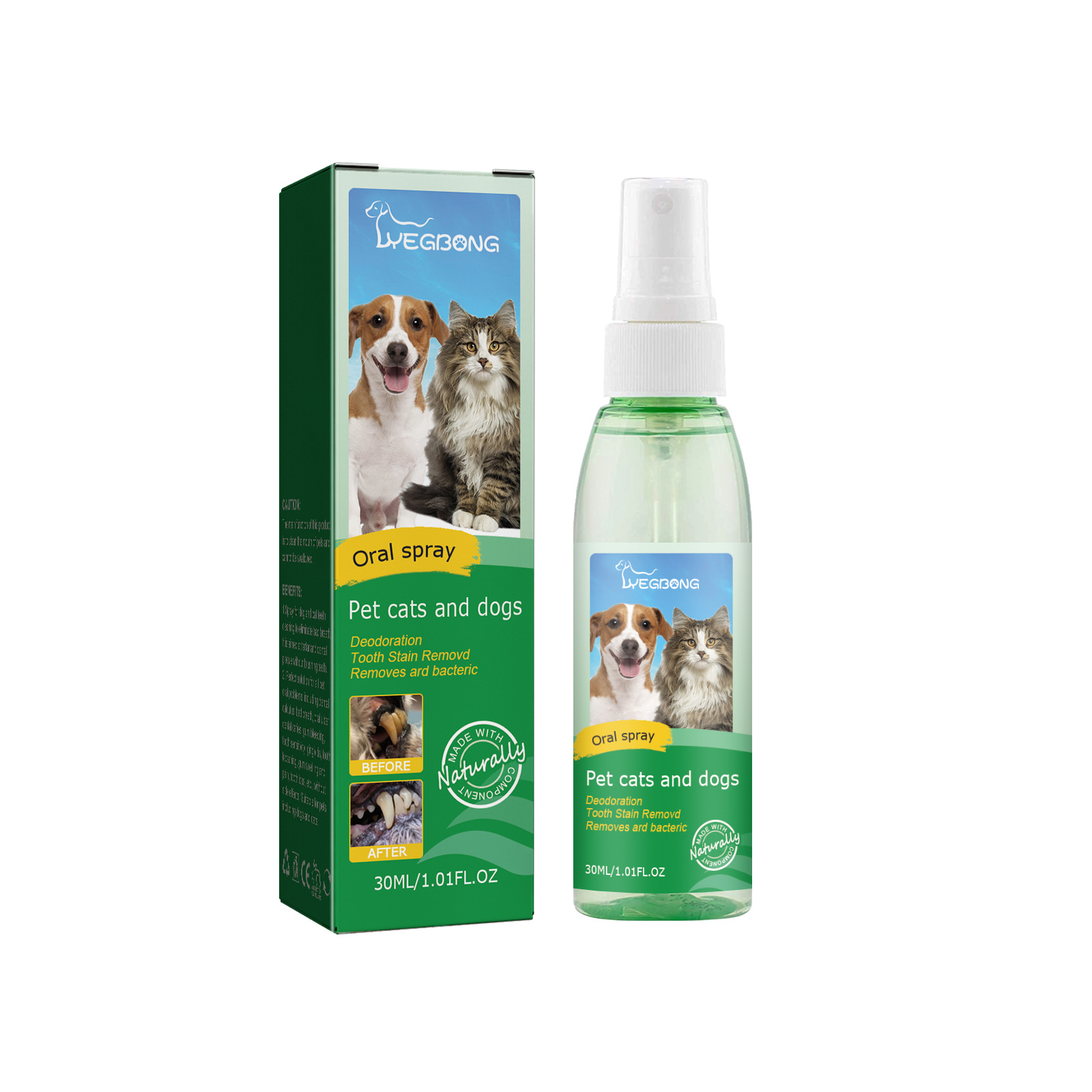 Yegbong Pet Teeth Cleaning Spray Dog Cat Cleaning Tooth Stains Cleaning Spray