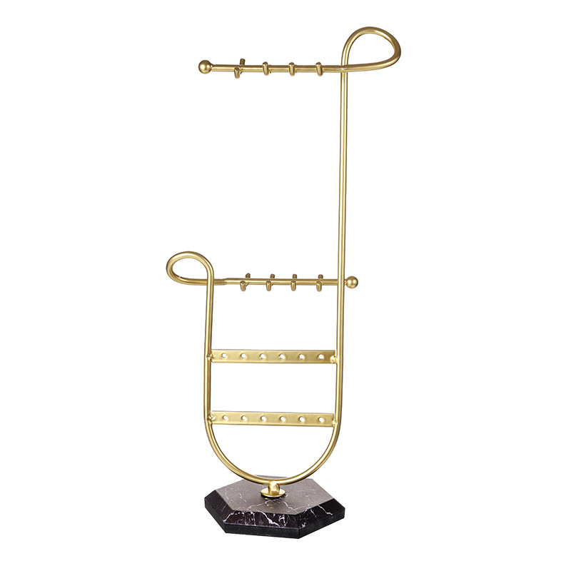 Amazon New Metal Jewelry Rack Fashionable Golden Necklace Bracelet Earrings Storage Rack Ornament Jewelry Display Stand