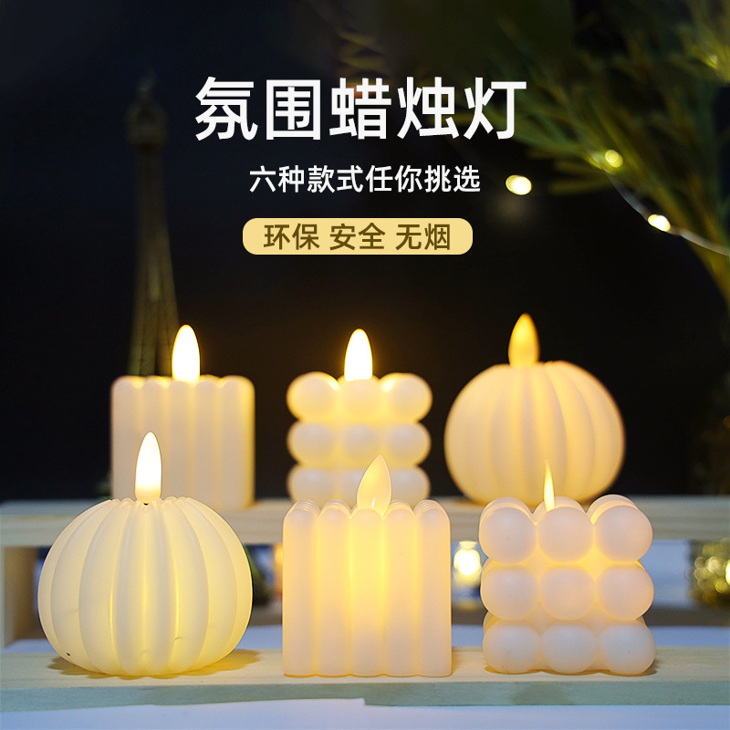 Wholesale Led Electronic Candle Birthday Gift Ins Creative Decoration Diy Photo Props Cube Candle Customization