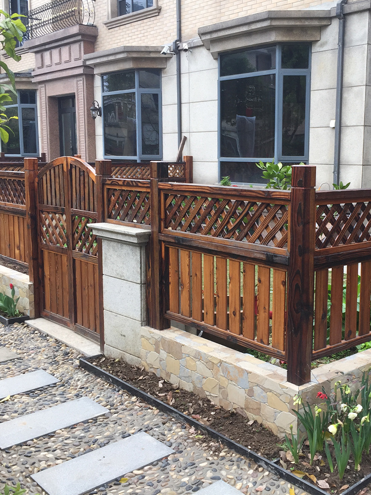 防腐木栅栏围栏护栏栏杆户外室外庭院花园碳化木实木网格篱笆木门