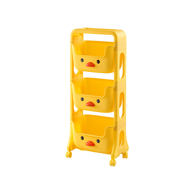Small Yellow Duck Storage Rack Trolley Snack Locker Multi-Layer Children's Bedroom Bedside Toy Storage Rack Movable