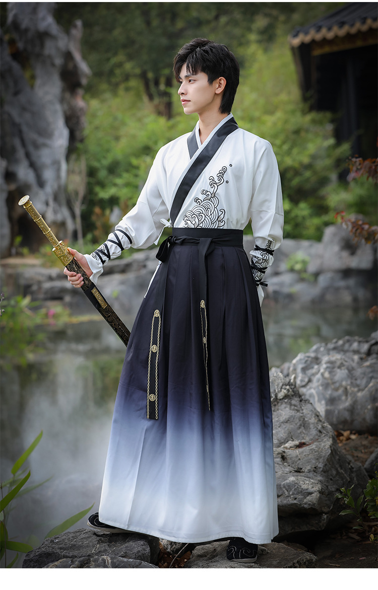 原创汉服男装 【波涛万里】 帅气古装武侠中国风复古书生公子团服