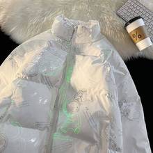 今年宇航员棉服男冬季印花新款潮牌潮流情侣款棉衣面包服外套