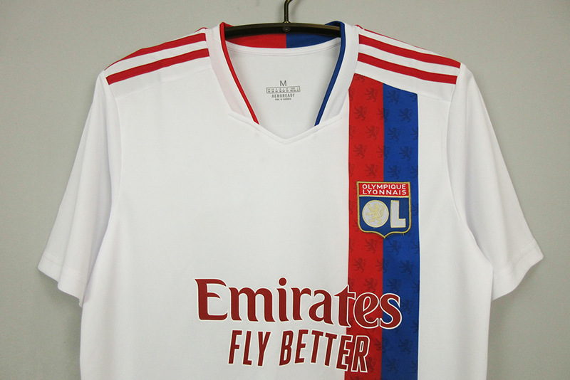 厂家批发 2122赛季足球服比赛训练短袖上衣 里昂主客场二客球衣男