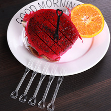 一次性水果叉塑料小叉子水果签家用食品级单独包装蛋糕果插透明叉