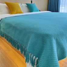 莫兰迪纯色针织毯民宿床尾巾床尾装饰毯床搭巾样板房沙发搭毯