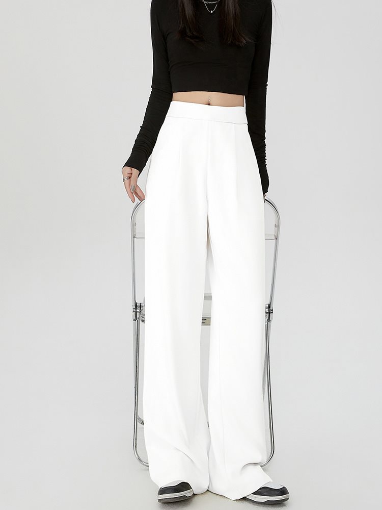 【夏上新】灰色直筒裤女新款气质百搭高级感西装裤休闲高腰后拉链