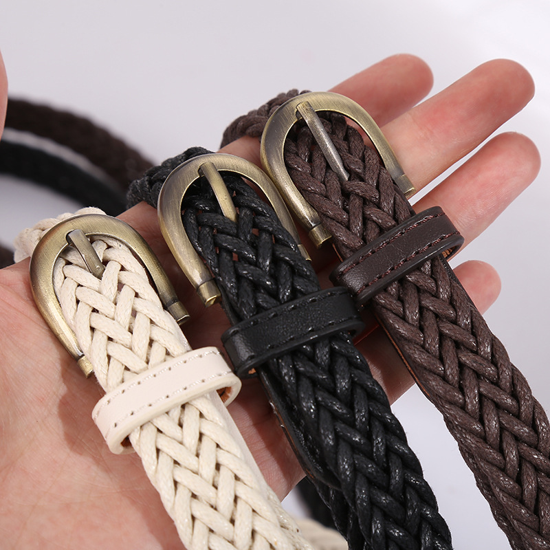 民族风女士麻绳编织腰带时尚针扣小皮带ins搭配休闲裤带学生 现货