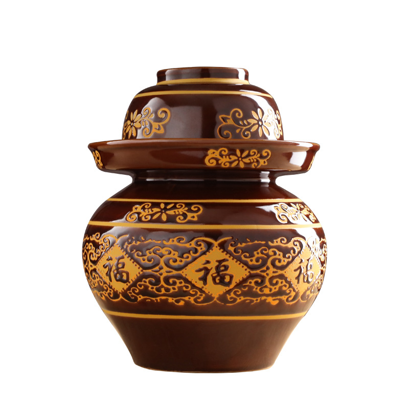 土陶泡菜坛子陶瓷家用加厚密封酸菜坛子四川老式传统腌菜罐咸菜罐