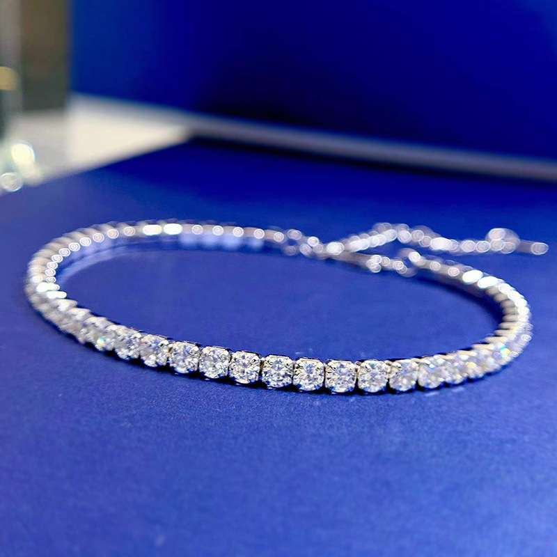 慕景珠宝 2021年新款高碳钻满钻手链 nis仿真钻石3mm排钻链子