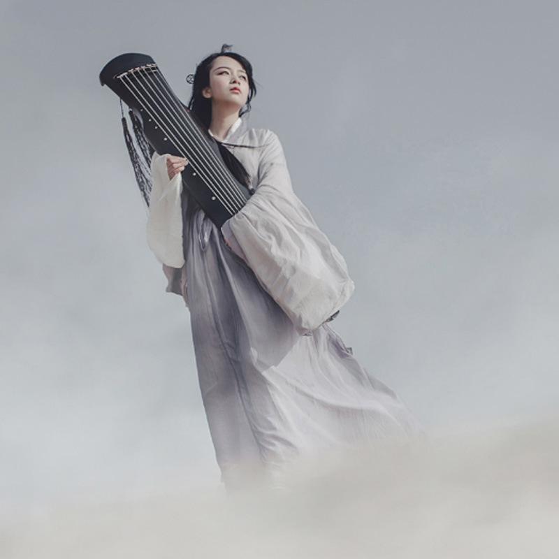 写真复古古筝拍照古琴拍摄饰品古装漫展七弦琴道具演出摄影道具