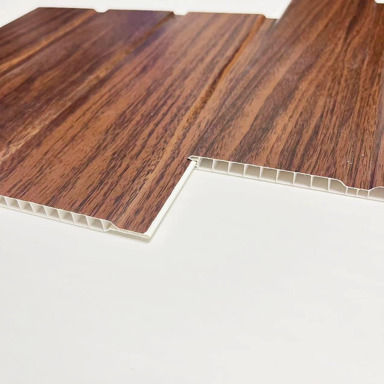 外贸常规款250mmx8mm木纹覆膜两个槽pvc扣板集成饰面吊顶天花板