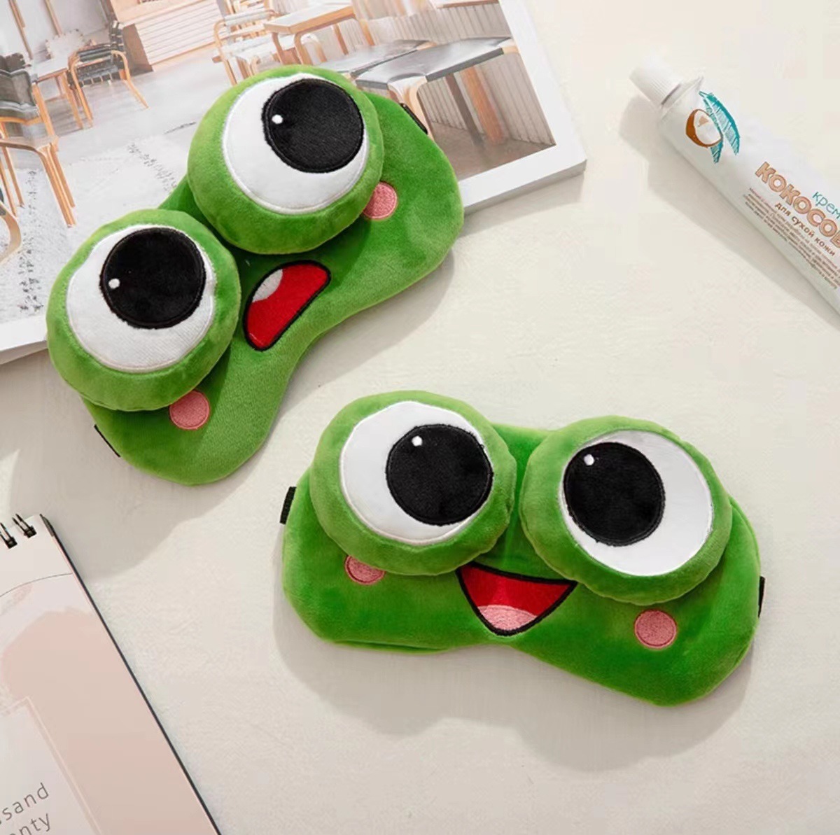 Genuine Funny Big Eye Frog Eye Mask Sleep Shading Sleeping Cute Korean Cartoon Hair Band Ice Compress Eye Mask