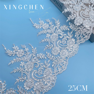 车骨蕾丝花边 水晶亮片 婚纱礼服童装服装装饰辅料 宽25cm-阿里巴巴