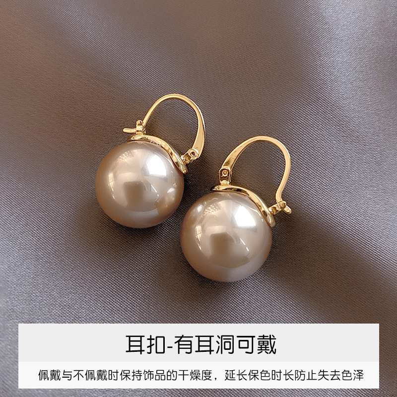 Retro High-Grade Pearl Earrings 2023 New Trendy Korean Temperament Entry Lux Ear Clip Design Sense Special-Interest Earrings