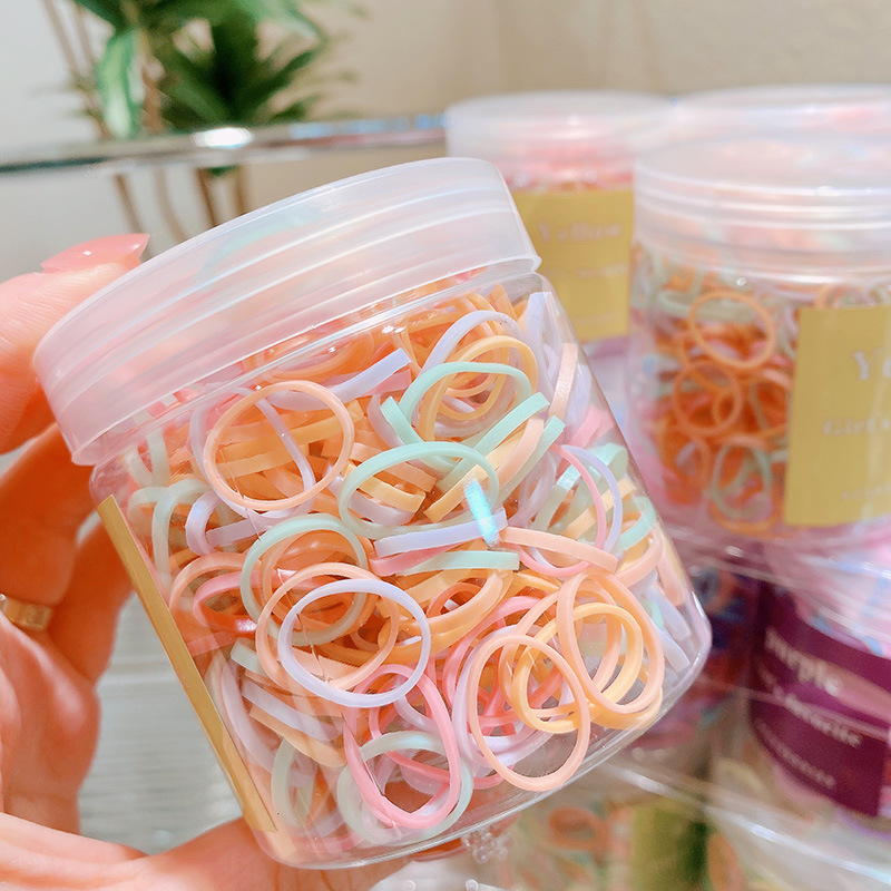 a Full Can! Minimalist Candy Color Children's Disposable Elastic Tied-up Hair Small Rubber Band Hair Ring Hair Accessories