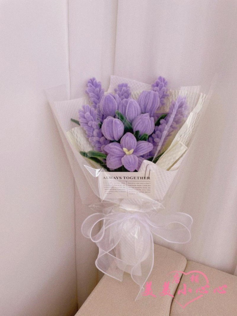 自制创意碎冰蓝扭扭棒花束蓝色手工编织diy材料包生日礼物送男生