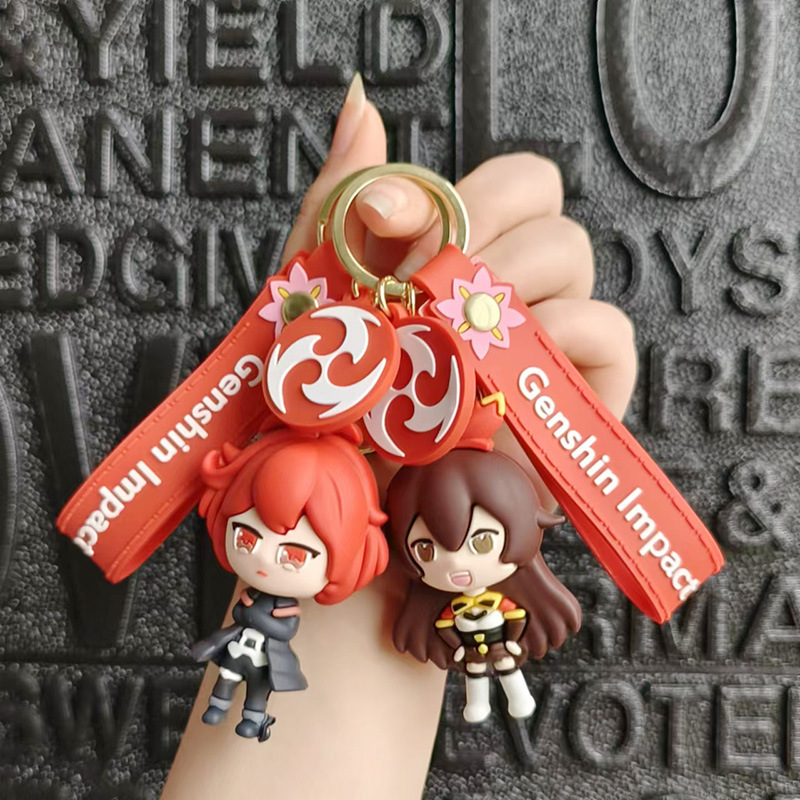 Creative Original God Peripheral Hand-Made Keychain Cute Game Character Silicone Doll Schoolbag Pendant Car Key Chain