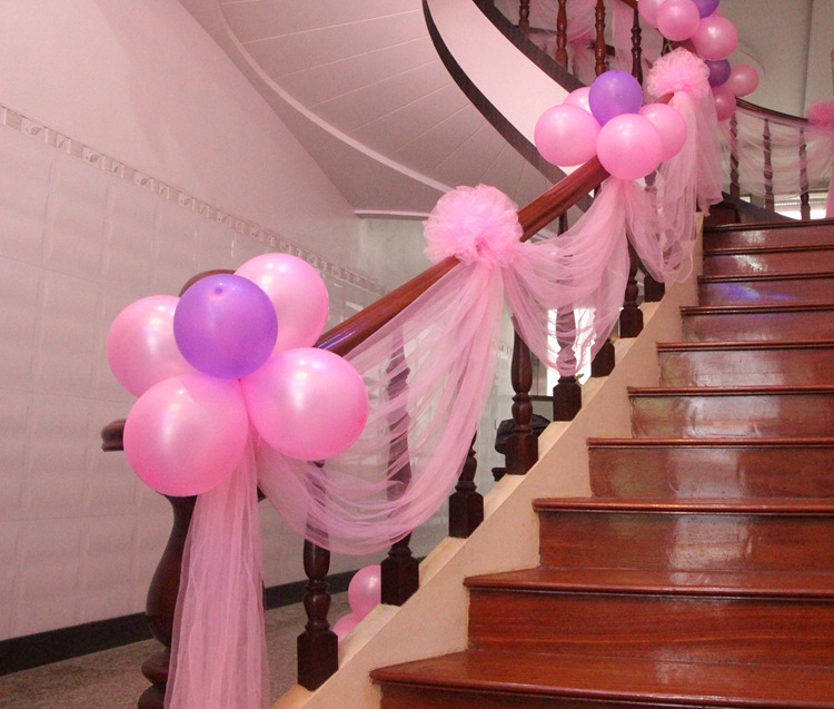 结婚楼梯装饰楼梯扶手婚庆用品婚礼婚房场景创意气球拉花纱幔套装