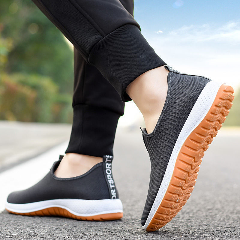 Summer Autumn Men's Breathable Shoes Wholesale round Head Cloth Surface Casual Men's Cloth Shoes Sleeve Breathable Flat Shoes in Stock