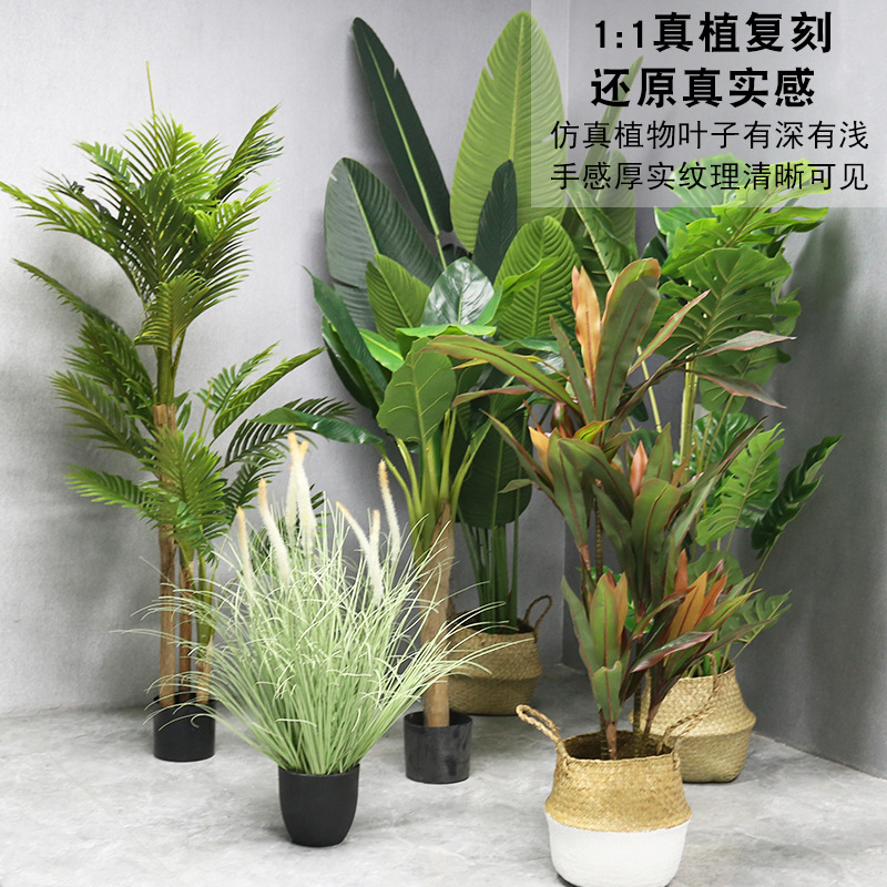 Imitative Tree Emulational Greenery Bonsai Indoor Large Plant Decoration Fake Bonsai Decoration Bird of Paradise Ravenala Wholesale