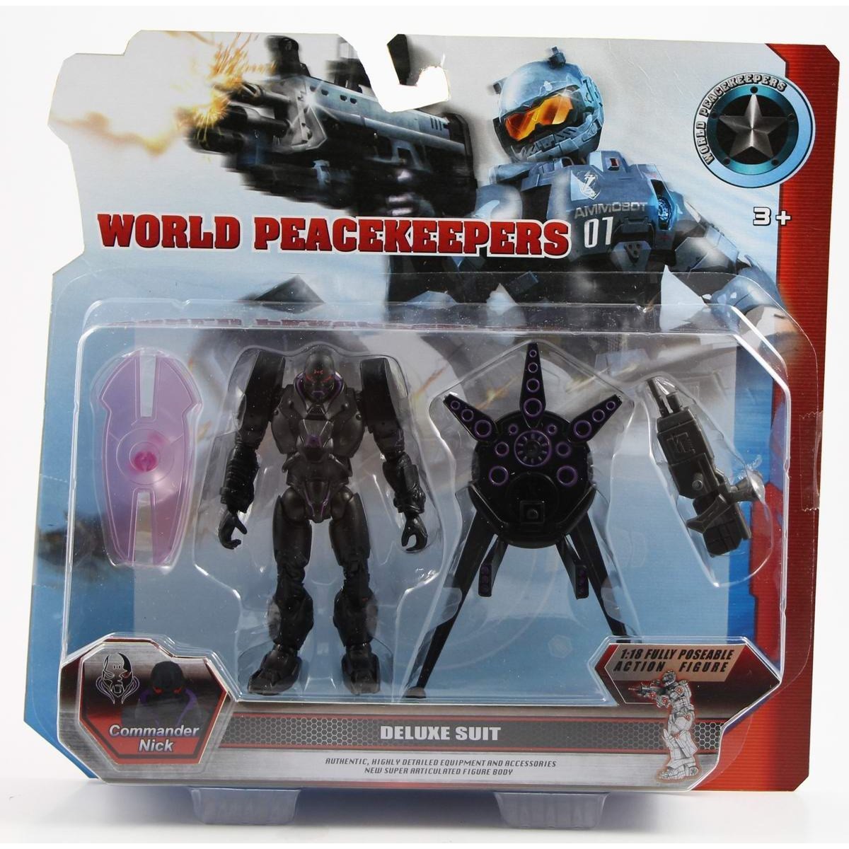 正义红师1:18可动人偶黑盔甲连升级装备尼克兵人手办模型儿童玩具