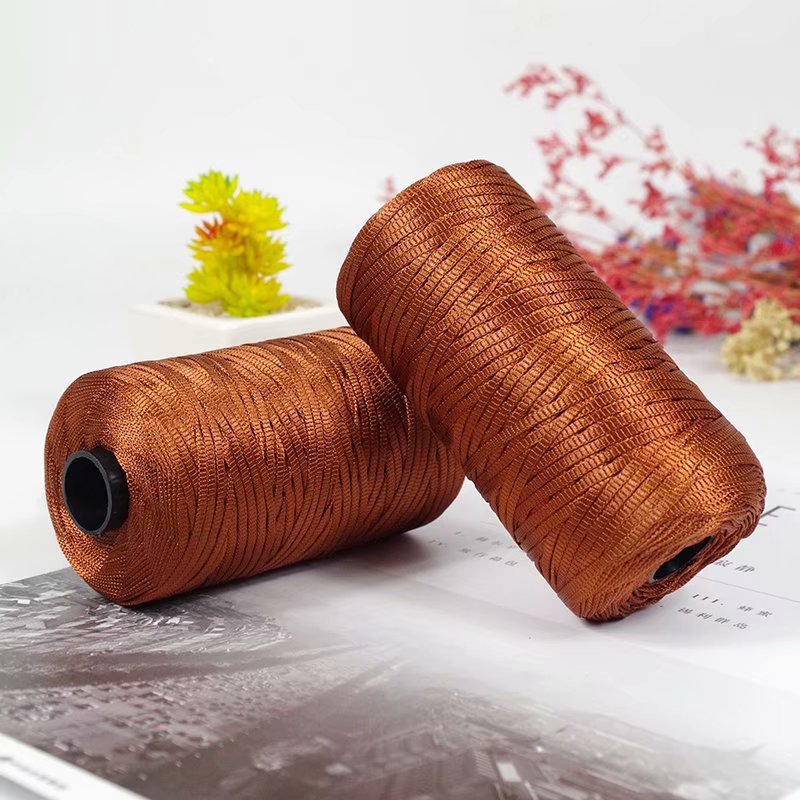 扁带线轻体冰丝钩鞋线100克夏凉帽手工编织亮丝线diy毛线鞋材料