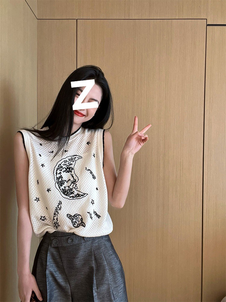 港味感5设计宽松小众女遮肚子上衣夏季白色新款chic329t恤无袖