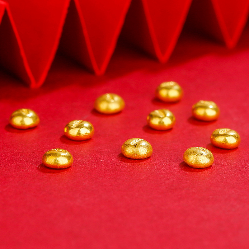 999足金黄金金豆豆3d硬金转运珠路路通小金珠豆子投资小金块金子