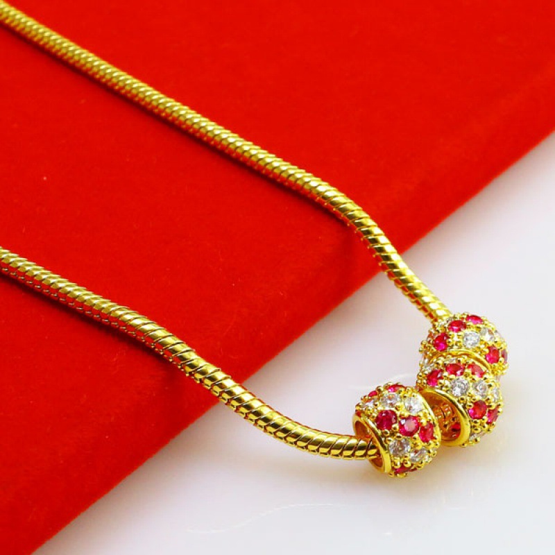 黄金珠宝项链吊坠男女款大空转运珠18k金纯金子串手链首饰品