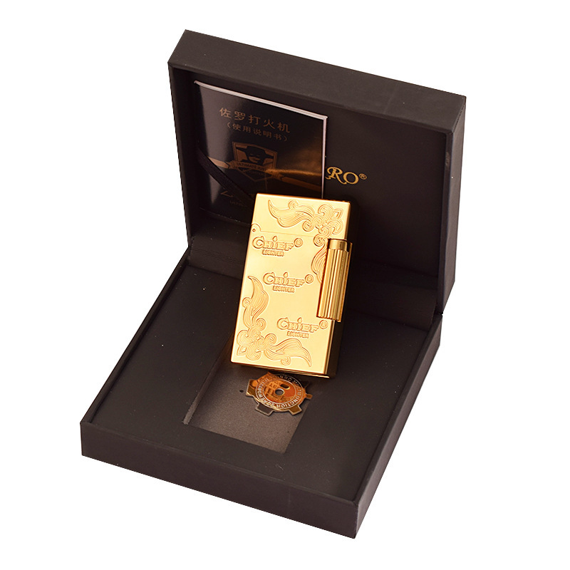 首领煤油朗声打火机侧滑砂轮火石拉丝光面创意礼品火机男士礼物