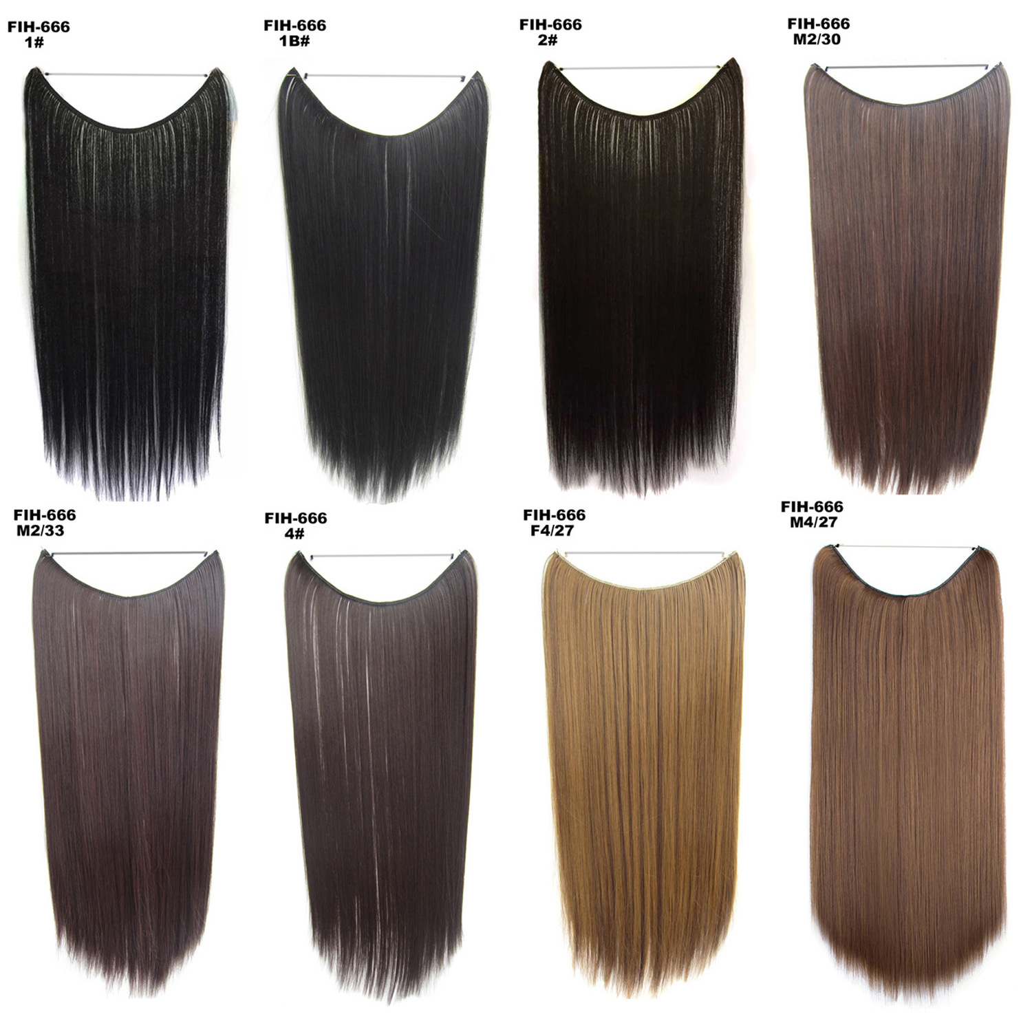 化纤渔丝发 渔线发帘 易拉发 直发接发片 假发女 电商供货 亚马逊