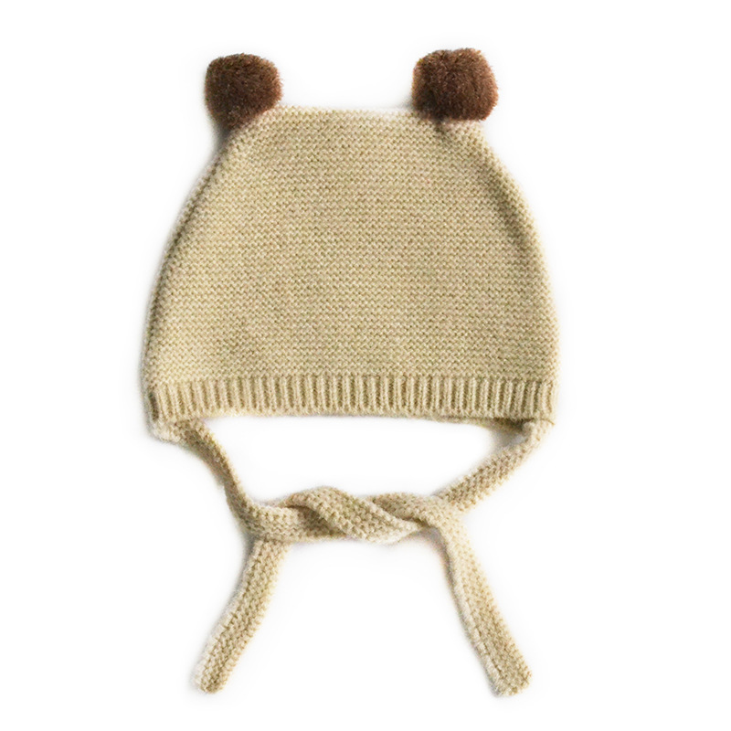 Chengwen Children Hat Knitted Hat Baby Cute Ball Hat Boys and Girls Fashion Winter Lace-up Wool Hat
