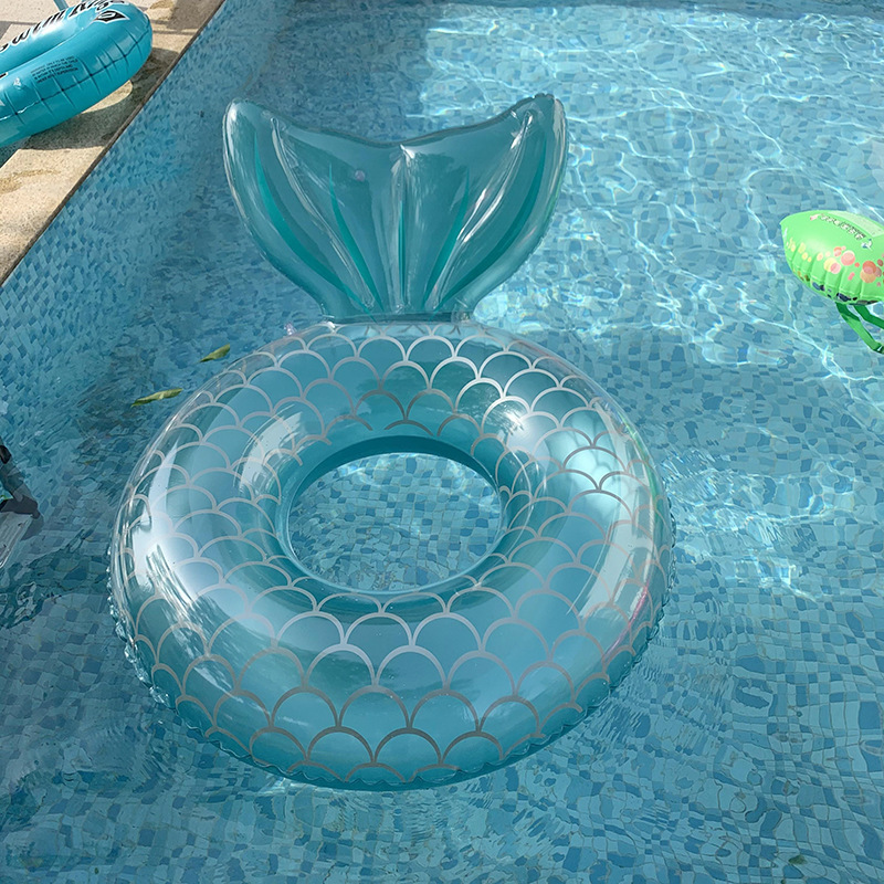 New Sequin Transparent Cute Mermaid Thickened Swimming Ring Adult Children Buoyancy Underarm Swimming Ring Water Park