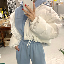 RHGD韩国chic秋冬新款复古时尚短款保暖可拆卸袖子面包棉服外套女