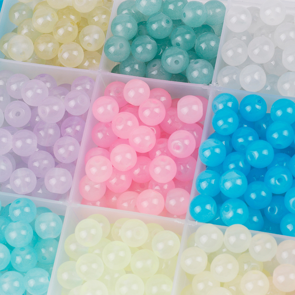 Summer Fantasy Glass Beads Diy Bracelet Necklace Ornament Beads 8mm Translucent Jelly Hole Beads Material