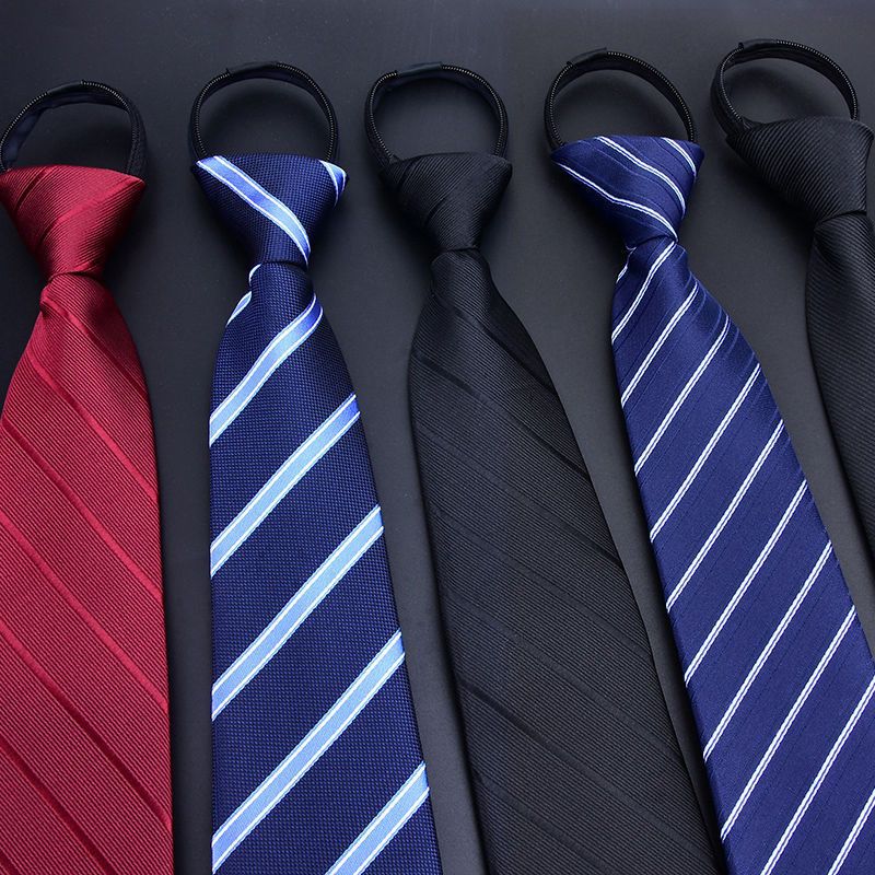 领带男士拉链新郎结婚8正装商务色免打结懒易拉得蓝色