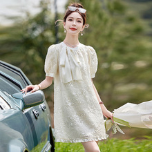 设计感法式小香范短袖连衣裙女2024夏季新款小个子气质名媛亮片裙