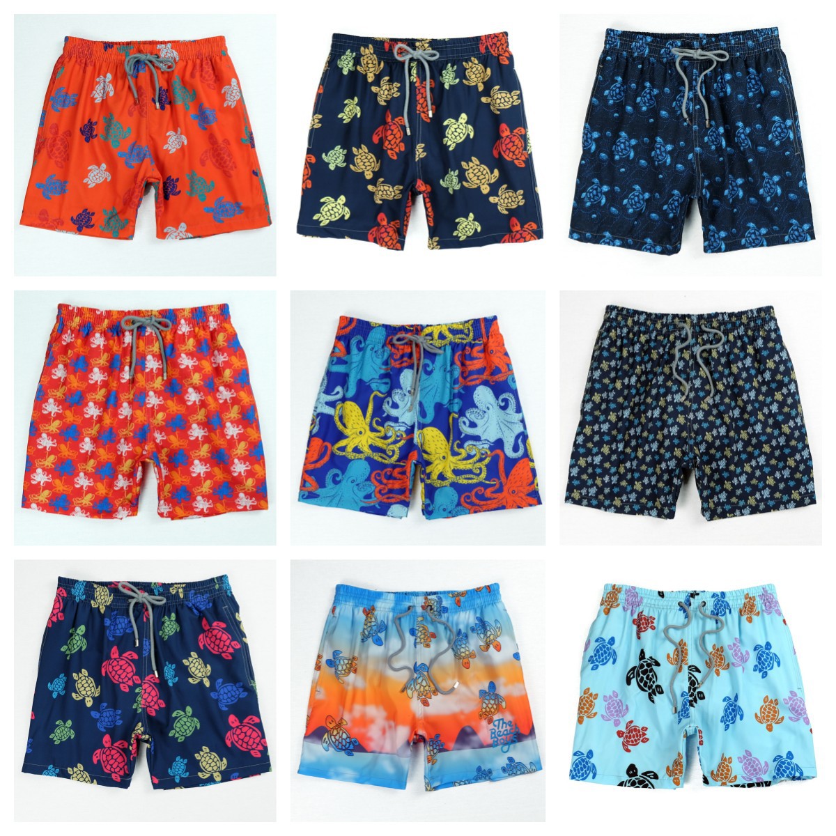 Turtle Summer Men‘s Printed Boardshort Sand Quick-Drying Beach Pants Lining Europe and America Cross Border Supply