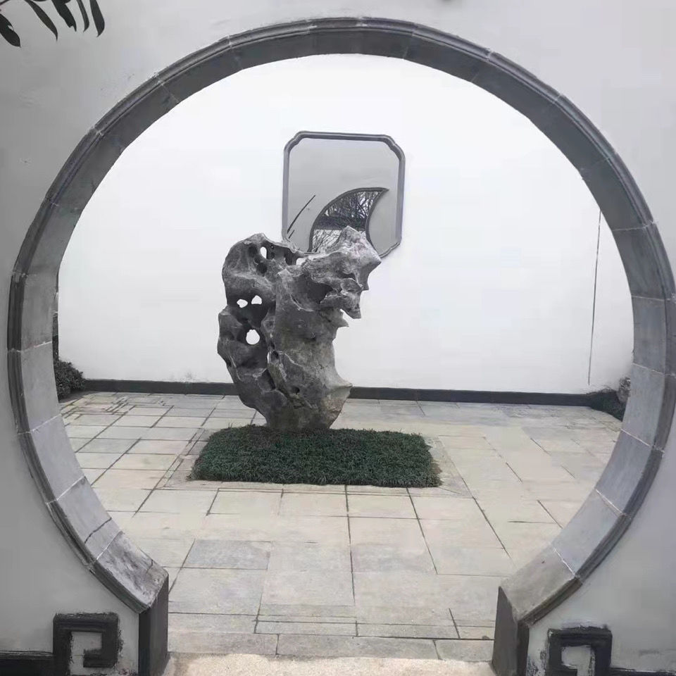 苏式徽派庭院水泥月洞门圆形月门古典青砖新中式月亮门隔断弧形线