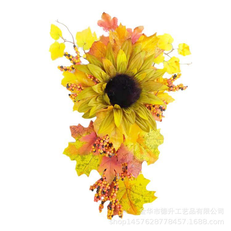 Cross-Border E-Commerce Manufacturers Supply Thanksgiving Harvest Festival Halloween Autumn Maple Leaf SUNFLOWER Wall Hanging Ornaments Pendant