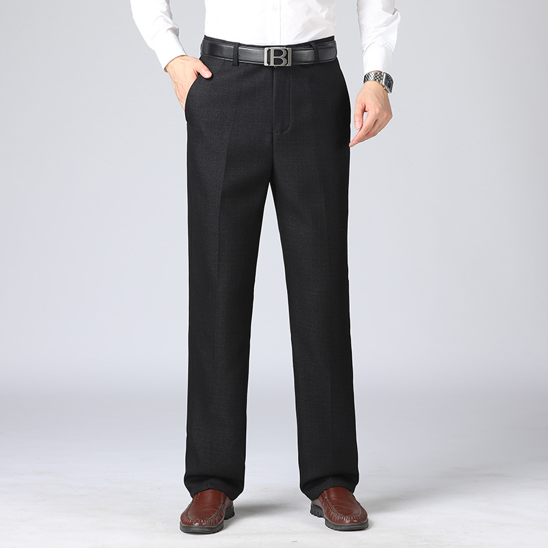 恒源详秋冬桑蚕丝西裤中年男士休闲裤中老年商务男裤宽松爸爸长裤