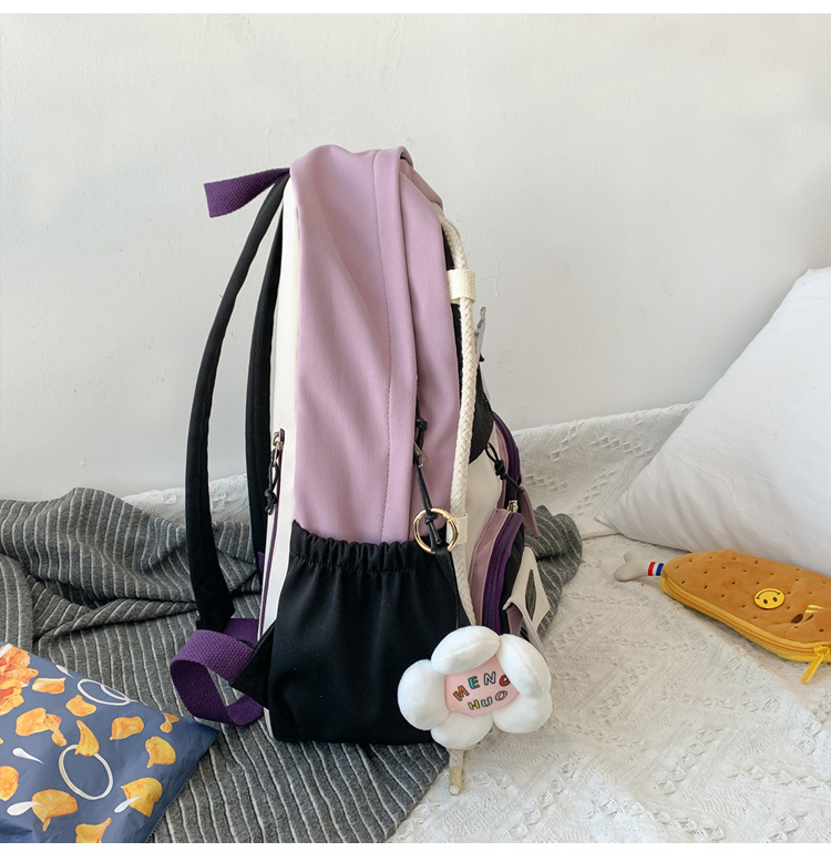 韩国ins风工装少女双肩包 日系原宿港风学院风学生书包女旅行背包