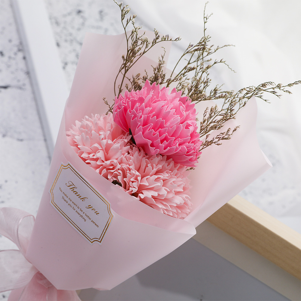 三八妇女节礼品送女友老师妈妈员工玫瑰花束单支康乃馨香皂花女神