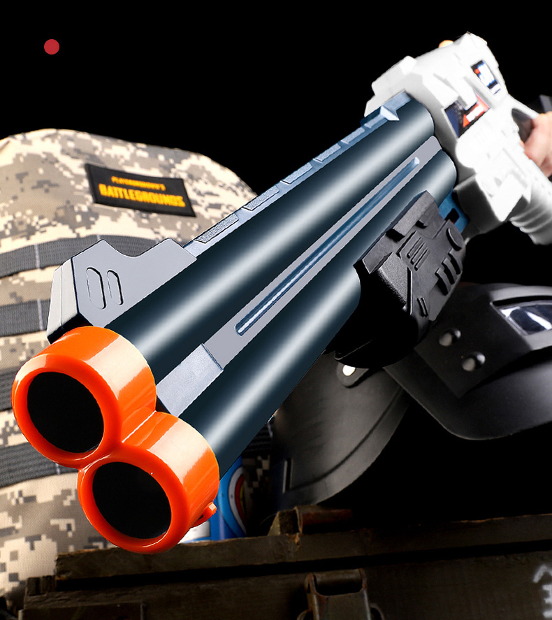 玩具枪来福霰散弹枪软弹枪吃鸡手动上膛双管出弹eva海绵弹男孩