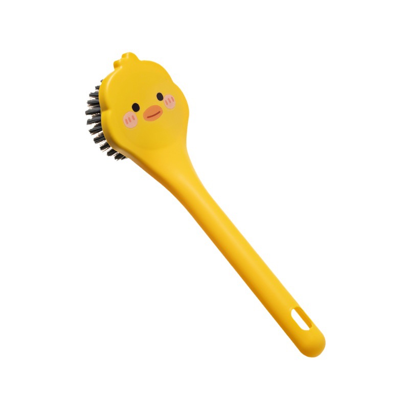 X116 Small Yellow Duck Dish Brush Long Handle Kitchen Dishwashing Cleaning Ball Brush Cup Brush Cute Duck Brush Pot Pool Cleaning God