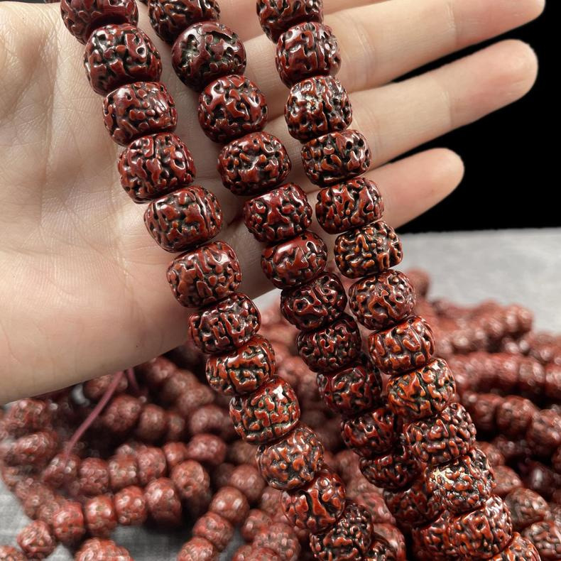 尼泊尔五瓣藏式无齿金刚菩提子散珠老金刚手串包浆成品男士念珠