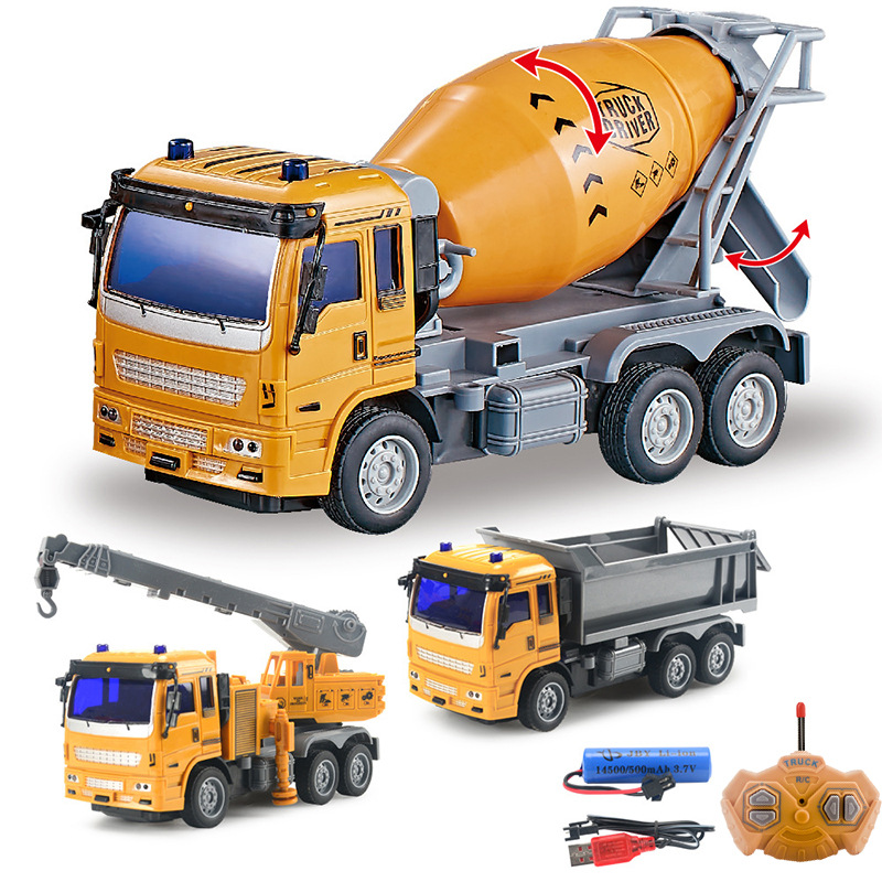 RC Children's Remote Control Excavator Toy Engineering Transport Dump Truck Fire Ladder Rescue Sanitation Truck Sprinkler