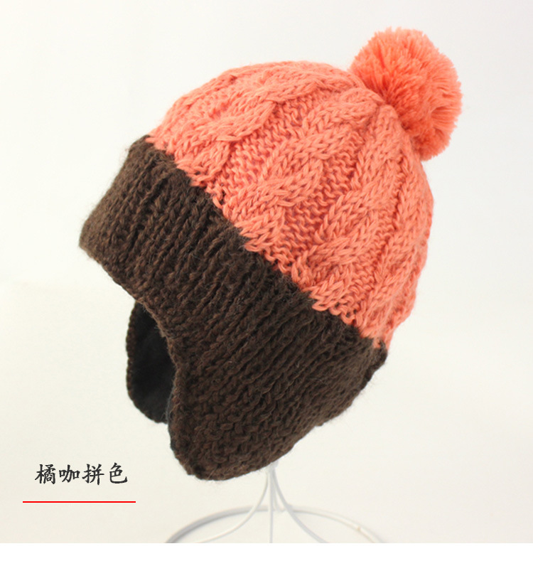 出口单秋冬季女士羊毛帽子手工编织毛线帽冬户外运动护耳滑雪帽女